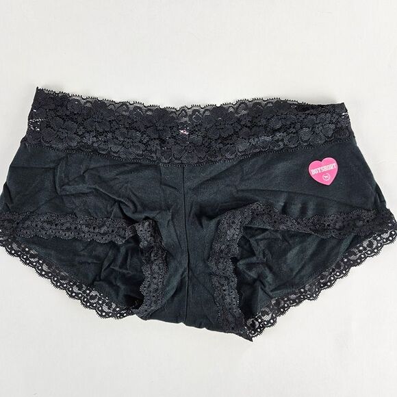 Victoria’s Secret S Boyshort Panty VS Pink Cheekster Small Panties Lace Black - Picture 2 of 4